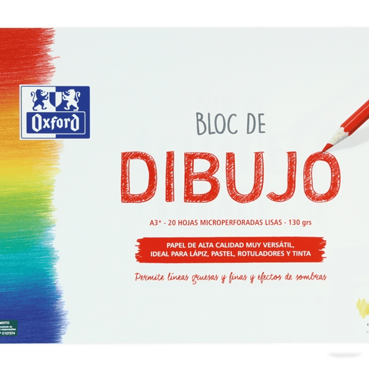 Oxford Dibujo Escolar Bloc Espiral A3+ - Tapa Blanda/Contratapa Rigida - 20 Hojas 130gr Liso 1