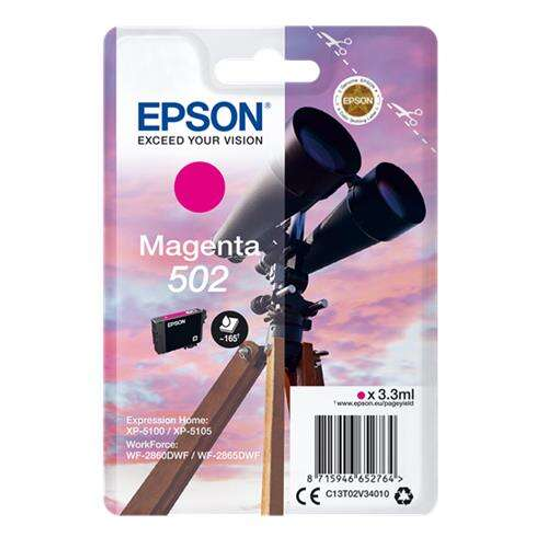 Epson 502 Magenta Cartucho de Tinta Original - C13T02V34010 1