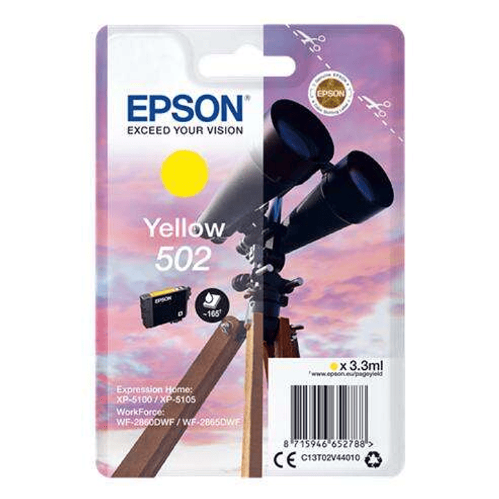 Epson 502 Amarillo Cartucho de Tinta Original - C13T02V44010 1