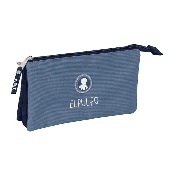 Safta el Pulpo Portatodo - 3 Compartimentos con Cremalleras - Bolsillo Interior - 0.6L - 220x30x120mm - Color Azul Oscuro 1