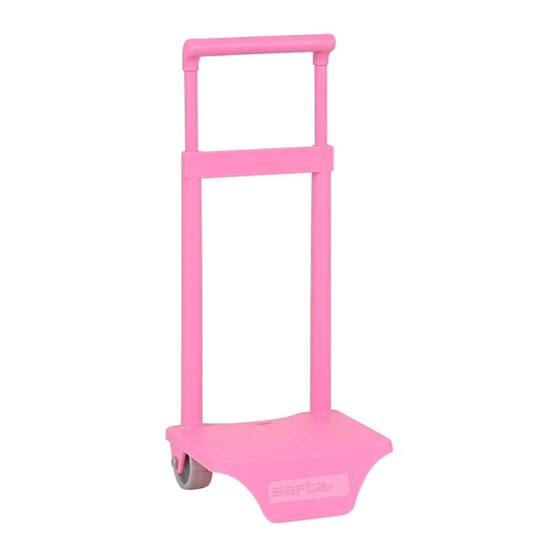 Safta Carro Portamochilas - Sujecion Universal - Material Resistente - Ruedas de PVC - 18x16x35cm - Color Rosa 1