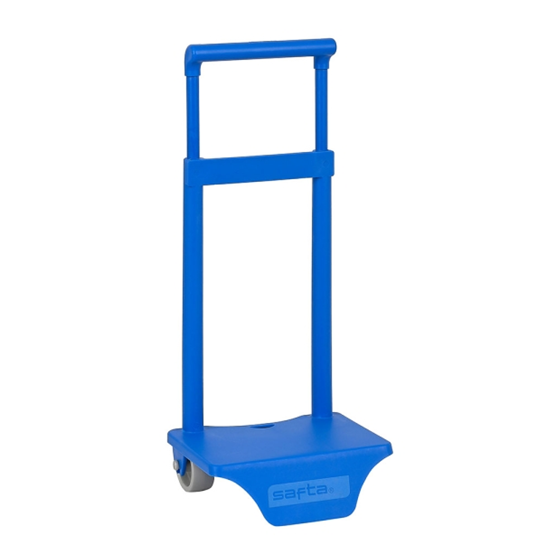 Safta Carro Portamochilas - Sujecion Universal - Material Resistente de Polipropileno - Ruedas de PVC Silenciosas - 18x16x35cm - Color Azul 1