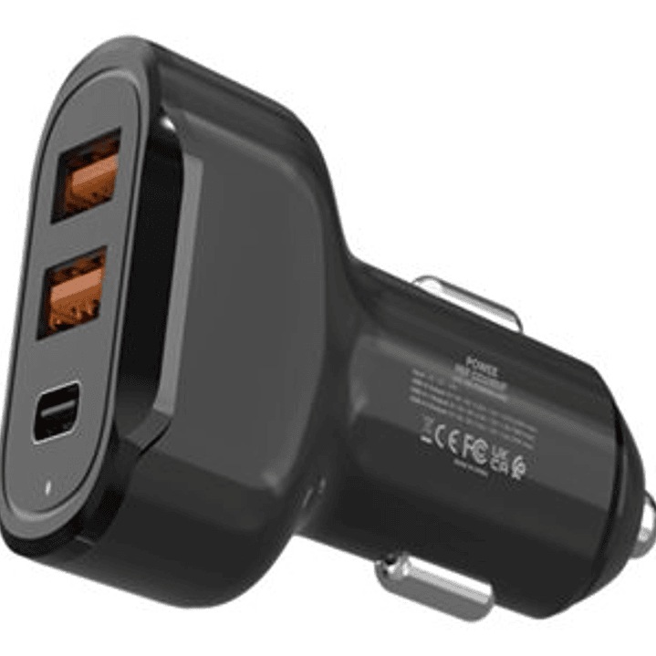 Urban Factory Powee Cargador de Coche 30W - 2 Puertos USB-A + 1 puerto USB-C - Color Negro 1