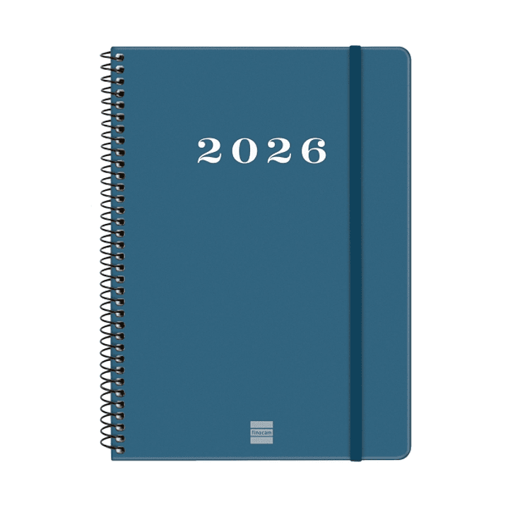 Finocam My Agenda de Espiral - Anual 2026 - Tapa Dura Antirayaduras - Formato E10 - 171x9x212mm - Semana Vista Horizontal - Color Azul 1