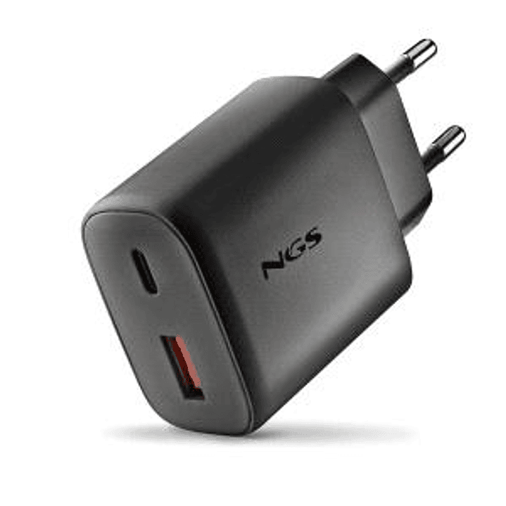 NGS ERA 45W Cargador de Pared Ultrarrapido GaN - 1 USB-C y 1 USB-A - Color Negro 1