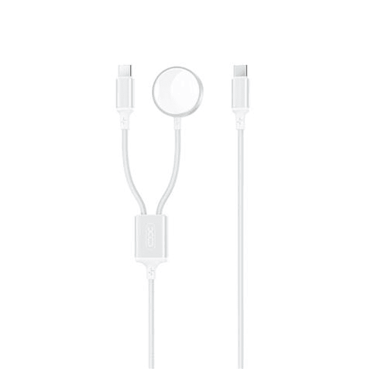 XO Cable USB 2 en 1 - 60W - Tipo C + Carga Magnetica Apple Watch - 1 Metro - Color Blanco 1