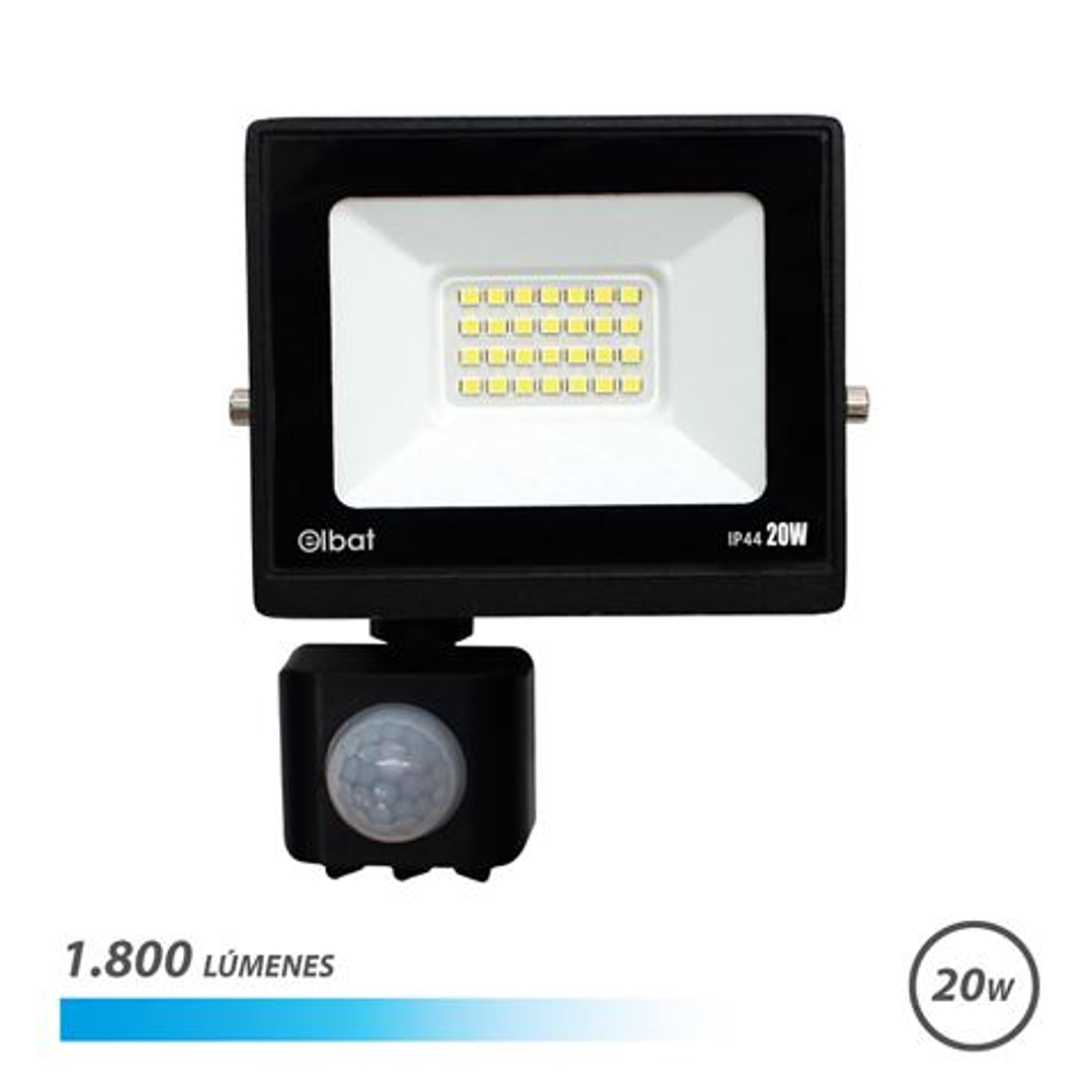Elbat Serie Slim Foco LED 20W con Sensor de Movimiento -  1800 Lumenes - 6500K Luz Fria - IP44 1