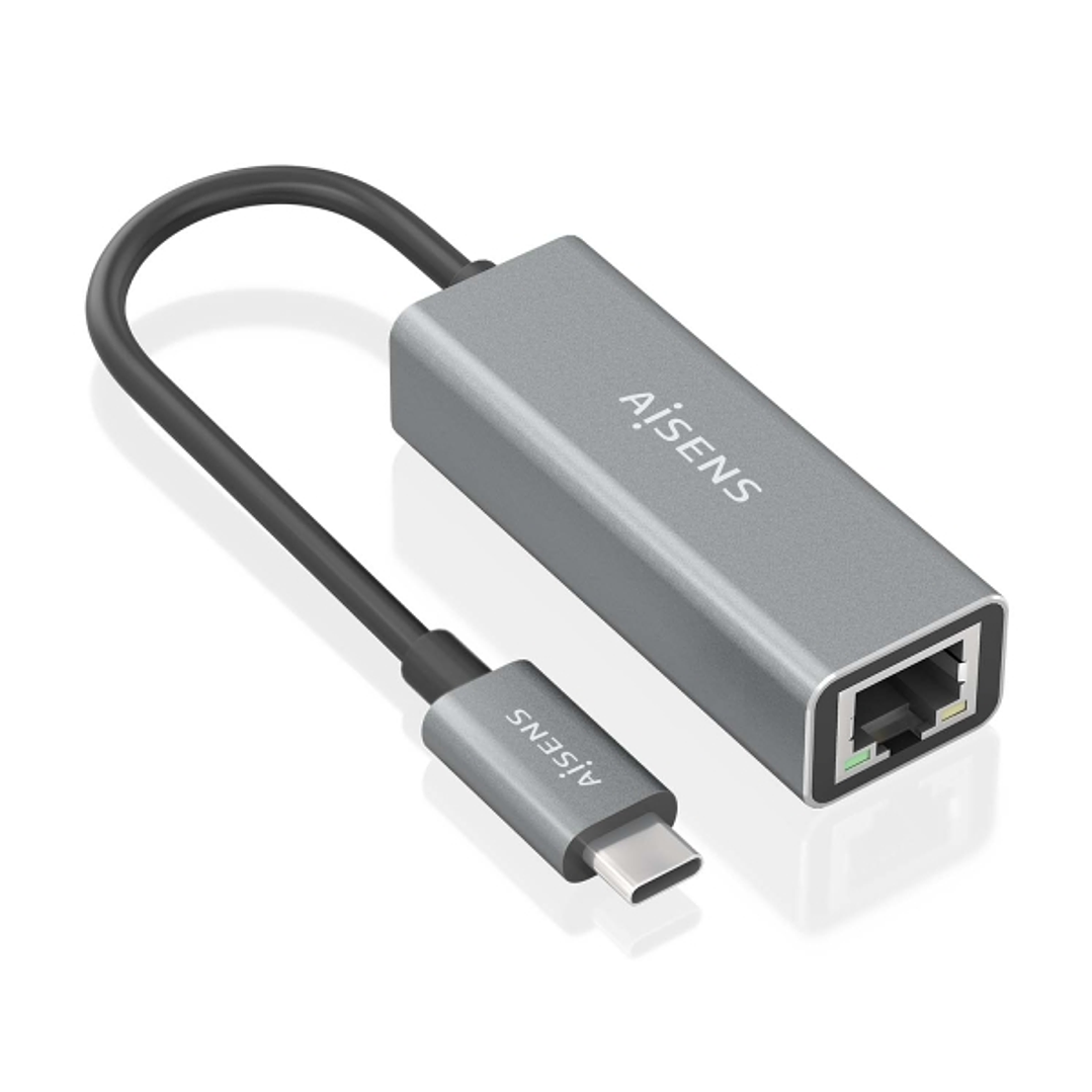 Aisens Conversor USB3.1 GEN1 USB-C a Ethernet Gigabit 10/100/1000 MBPS - 15cm - Color Gris 1