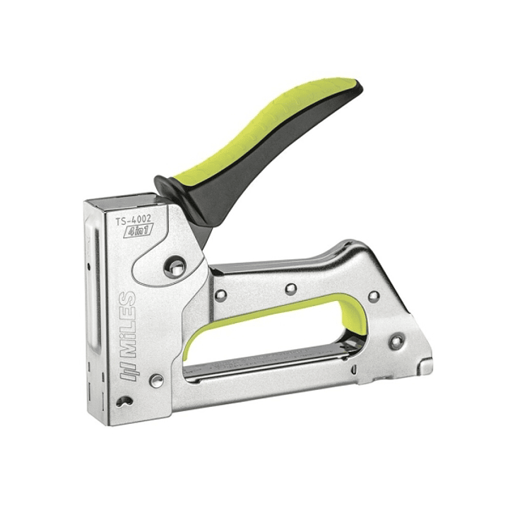 Miles TS4002 Clavadora/Grapadora Metalica - Para Grapas 6-10mm - Facil Carga con Indicador - Ergonomica - Color Cromado 1