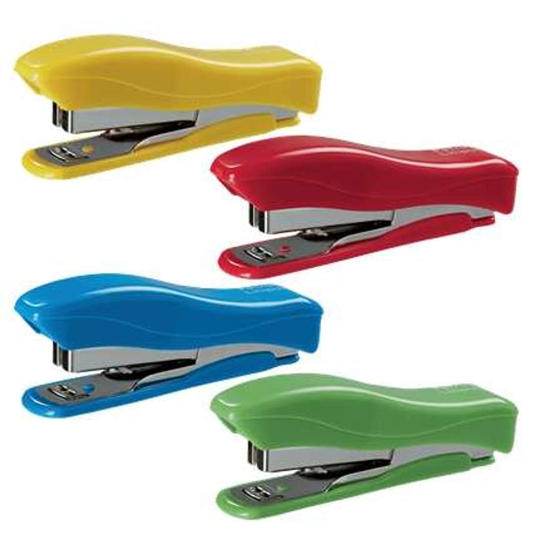 Petrus 200 Liliput Grapadora + 1 Caja de 1.000 Grapas 23/6 - Hasta 12 Hojas - Grapas 23/6 - Grapado Cerrado y Clavado - Colores Surtidos 1