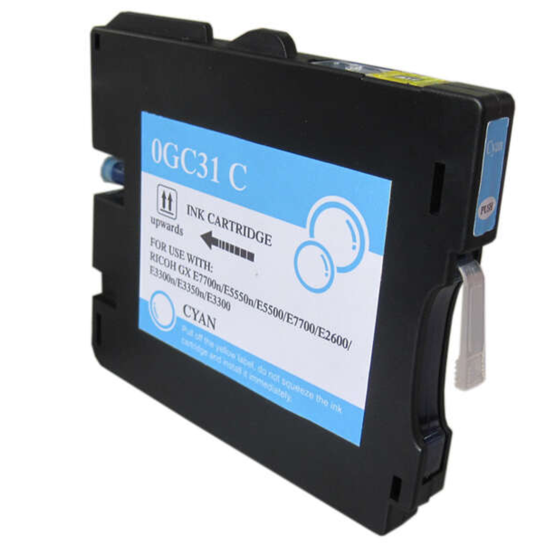 Ricoh GC31C Cyan Cartucho de Tinta Pigmentada Generico - Reemplaza 405689/405702 1