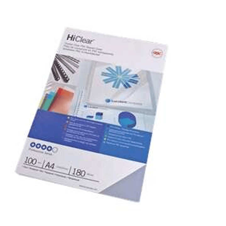 GBC HiClear Paquete de 100 Portadas de Encuadernar A4 - 180 Micras - Transparentes 1