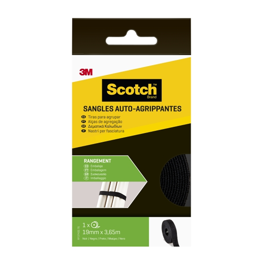 Scotch Tiras Organizadoras de Cable - 19mm x 3.6m - Color Negro 1