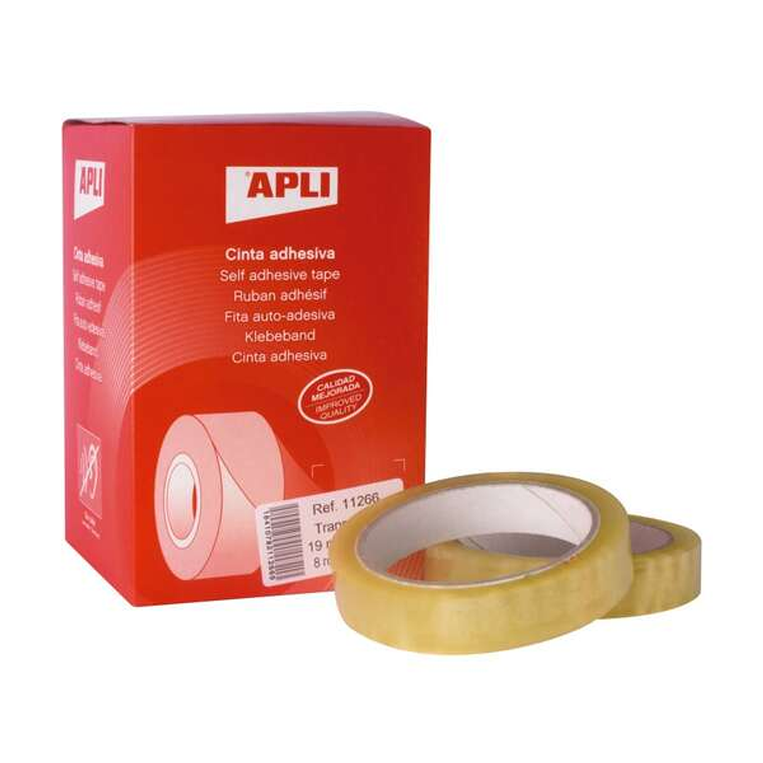 Apli Pack de 8 Cintas Adhesivas Transparente 19 mm x 66 m 1