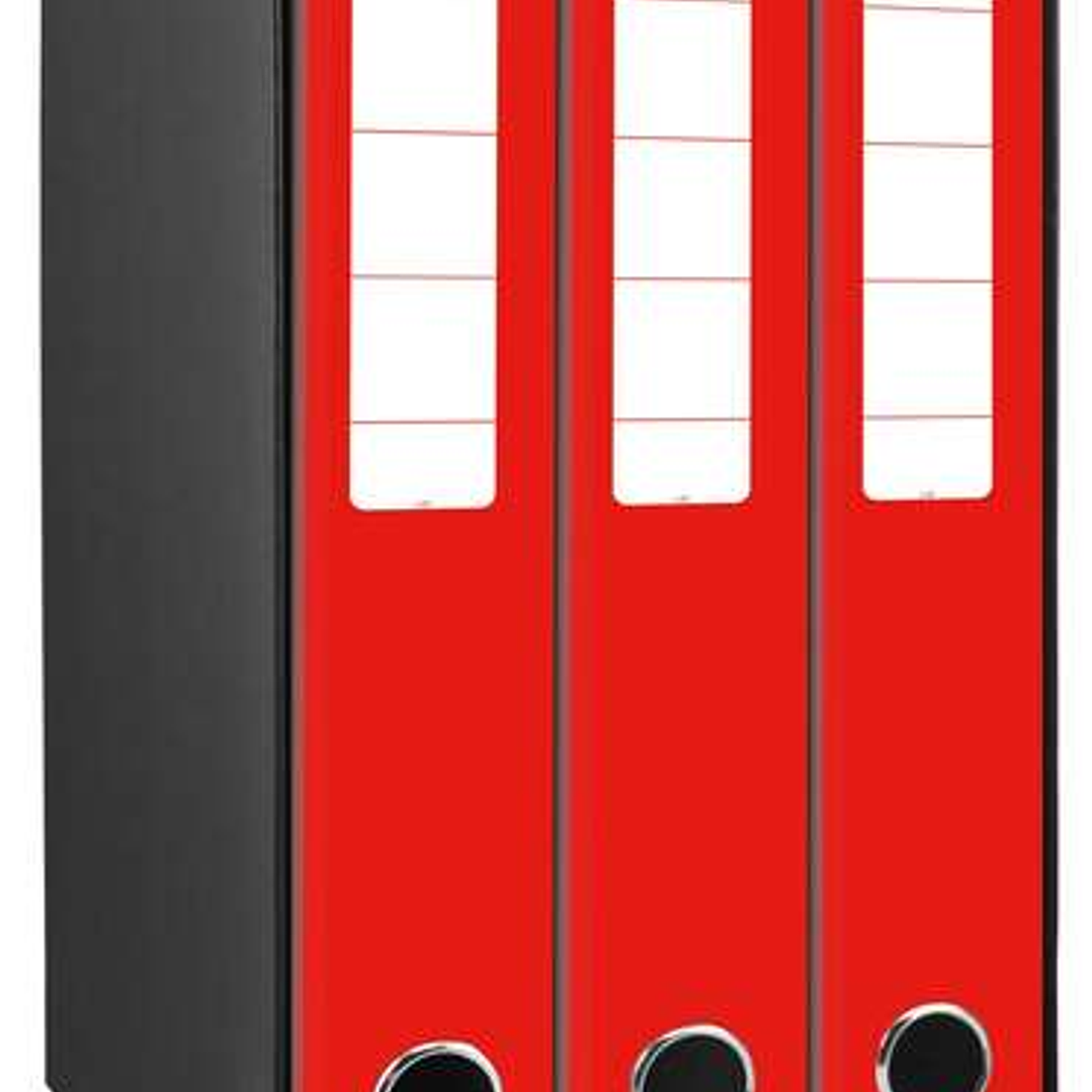 Mariola Box Modulo de 3 Archivadores con Rado 2 Anillas 40mm - Tamaño 35x26x17cm - Carton Forrado - Color Rojo 1