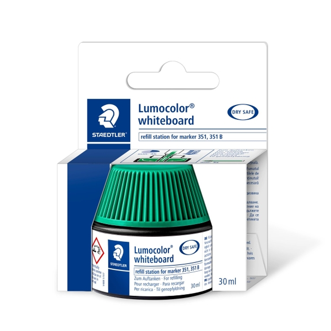 Staedtler Bote de Tinta para Recarga Rotulador Lumocolor 351 - Capacidad 30ml - Color Verde 1