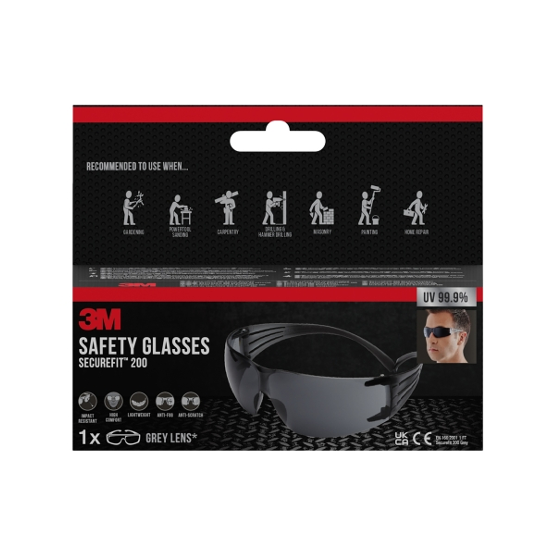 3M Securefit Gafas de Seguridad - Lentes Oscurecidas - Antivaho - Antirrayaduras - Proteccion UV - Color Negro 1