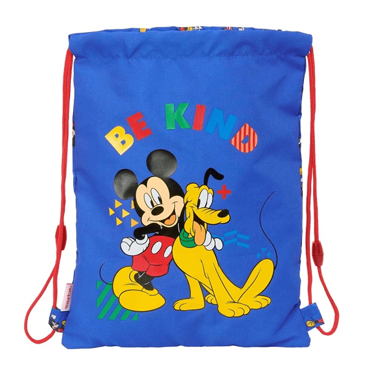 Safta Mickey Mouse Today Saco Plano - Bolsillo con Cremallera - Cierre con Cordones - 3L - Materiales Duraderos - 260x10x340mm - Color Azul 1