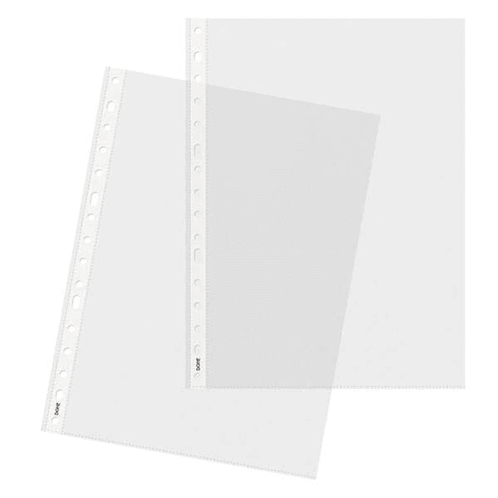 Dohe 100 Fundas Multitaladro con 16 Perforaciones en Polipropileno Liso Cristal - Resistente y Duradero 1