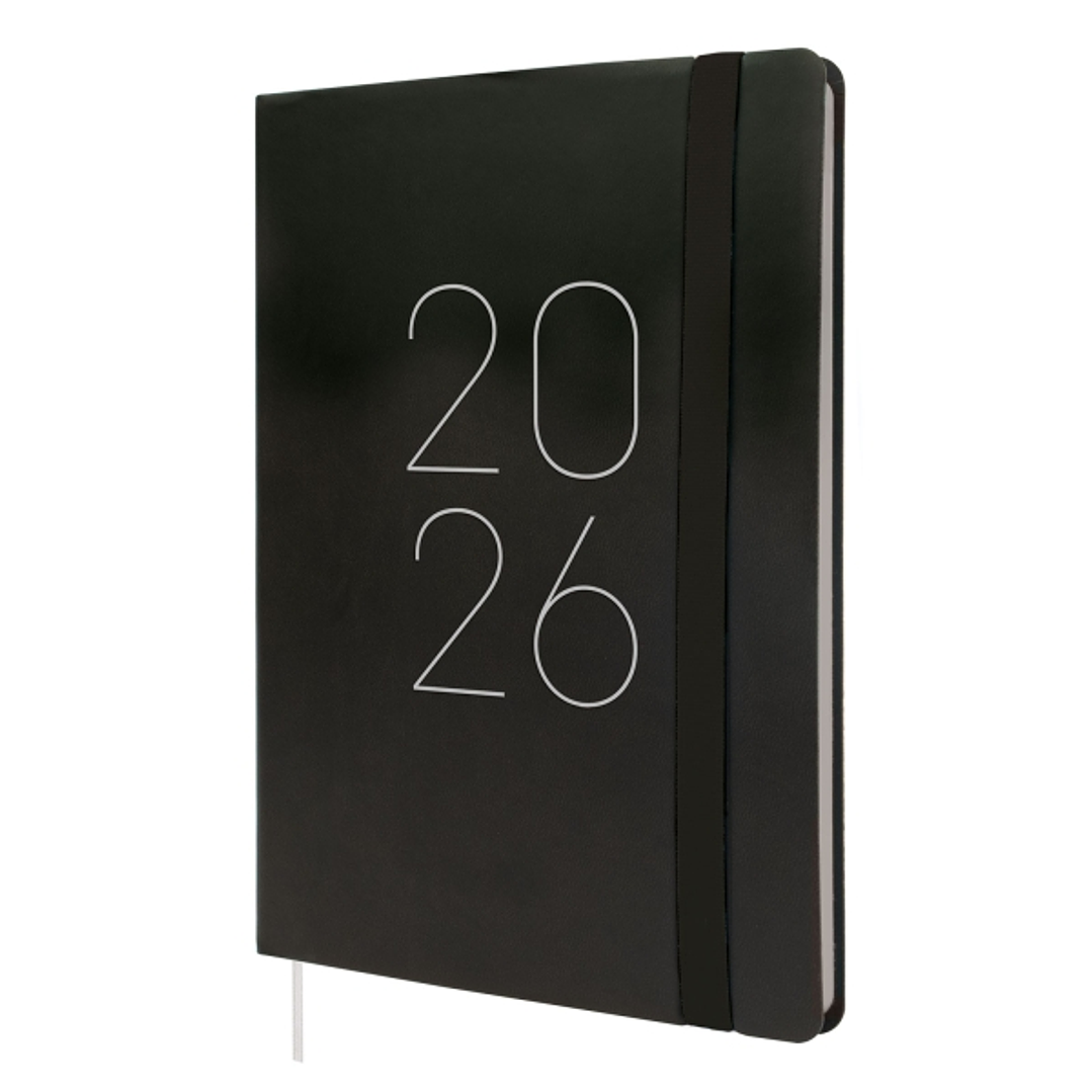 Finocam Flexi Lisa Agenda - Anual 2026 - Tapa Blanda - Formato FA5 - 151x13x214mm - Semana Vista en Vertical - Color Negro 1