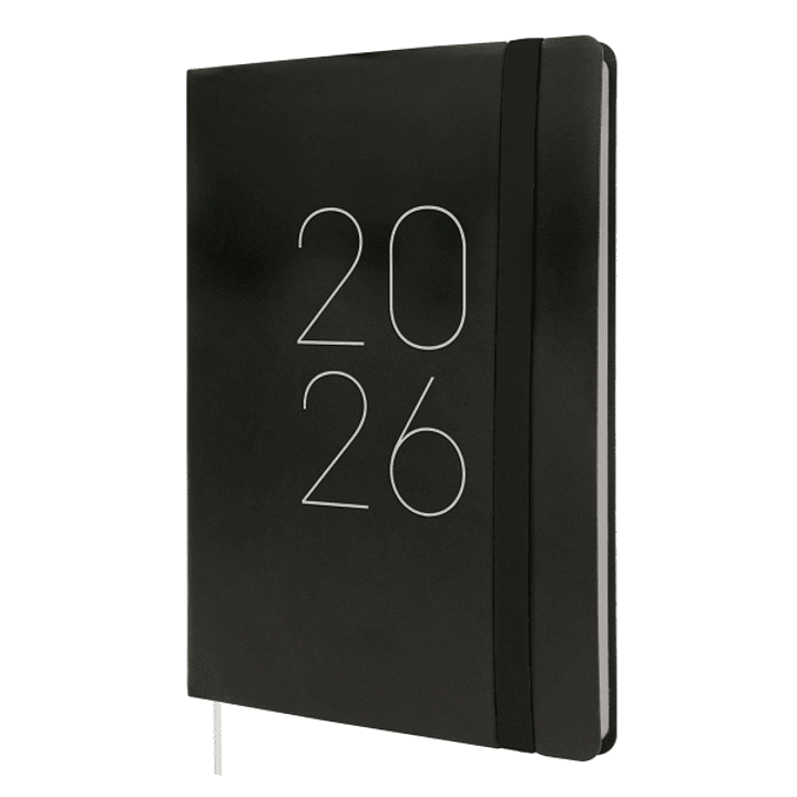 Finocam Flexi Lisa Agenda - Anual 2026 - Tapa Blanda - Formato FA5 - 151x13x214mm - Semana Vista en Vertical - Color Negro 1