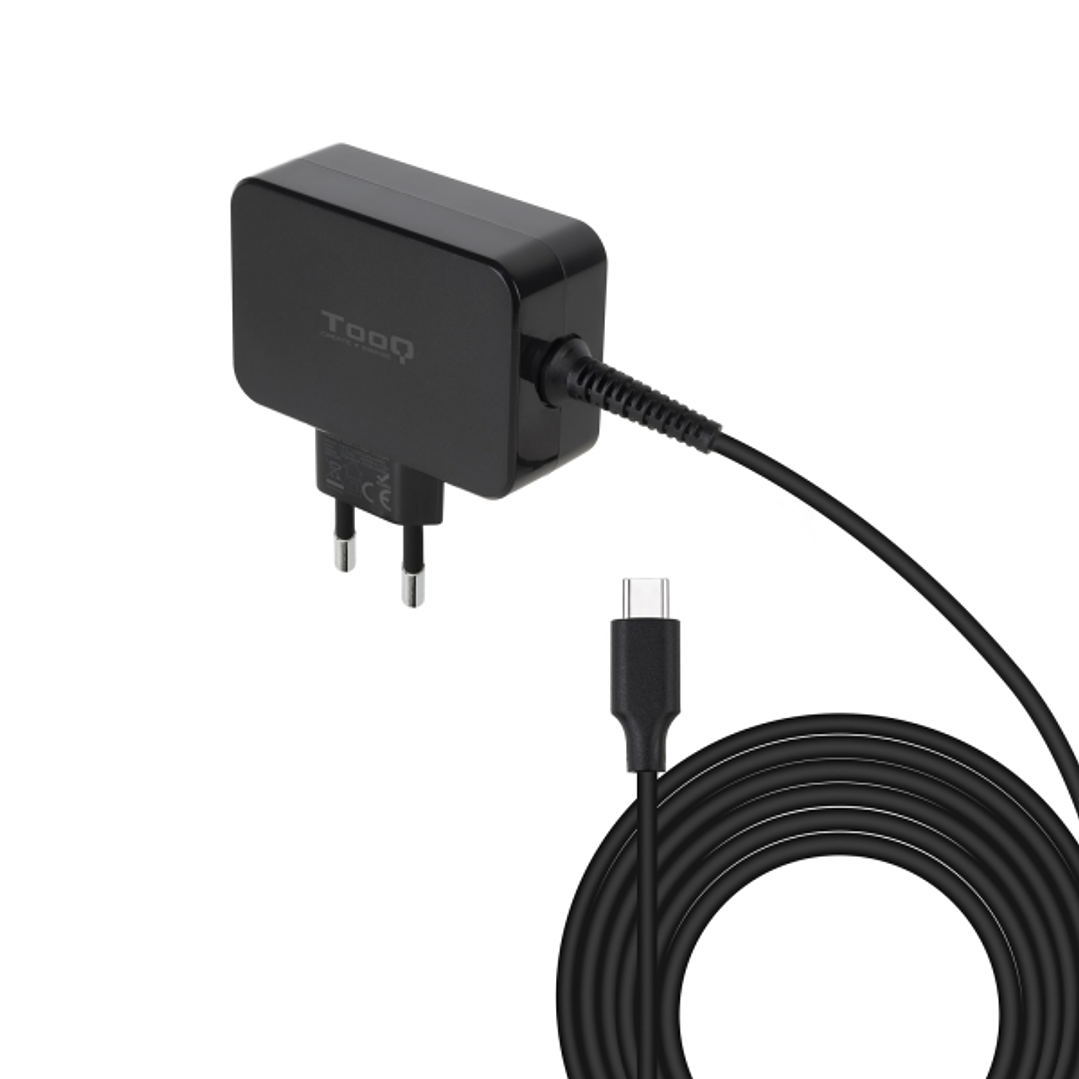 Tooq Cargador de Portatil GaN USB-C/PD 45W - Cable de 1.80m - Color Negro 1