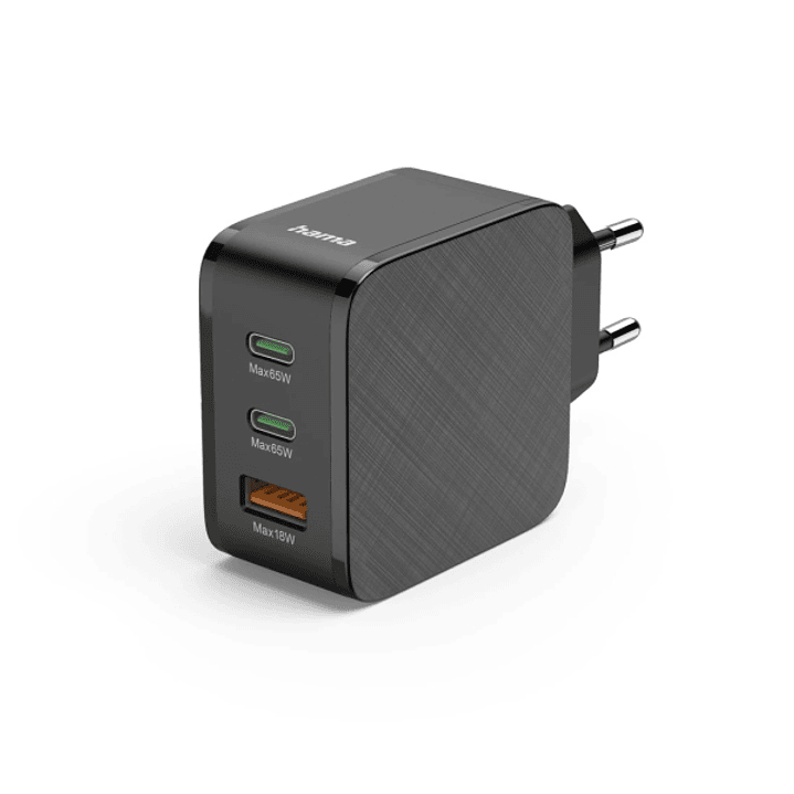Hama Cargador de Pared - Potencia 65W - 2x USB-C - USB-A - Power Delivery - Qualcomm - Color Negro 1