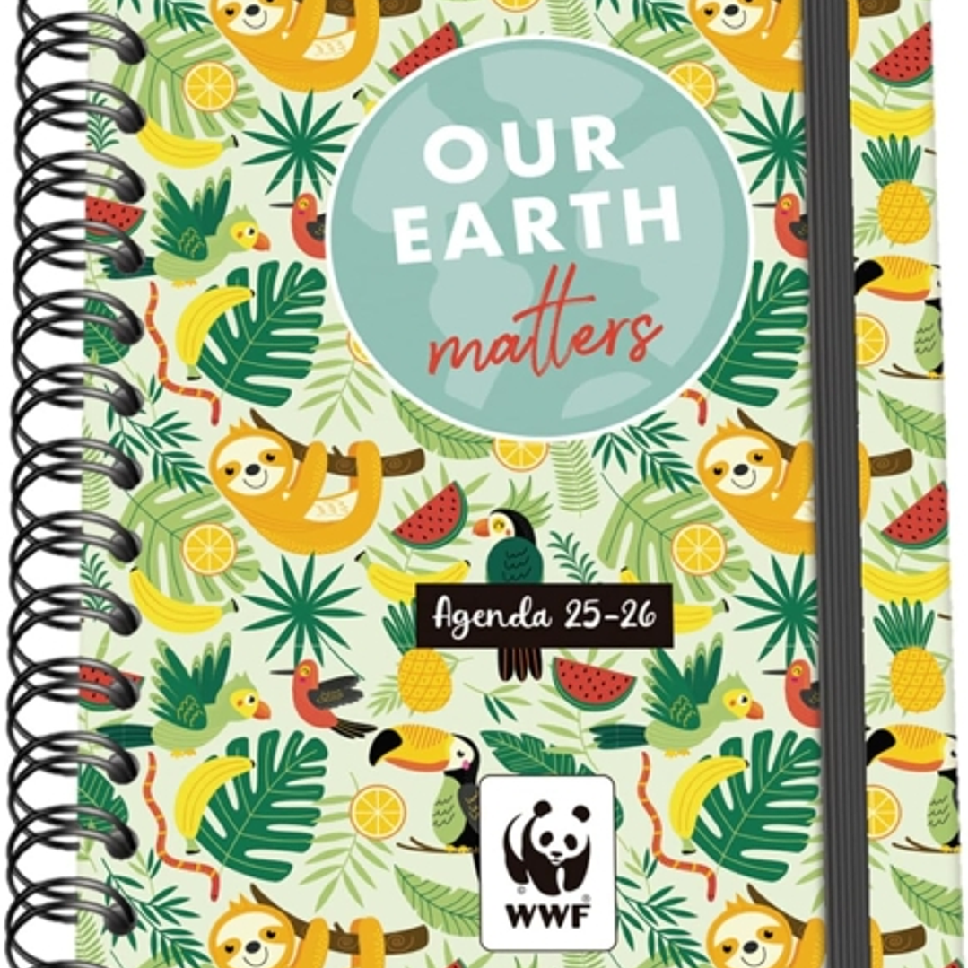 Dohe WWF Tropic Agenda Escolar 25/26 Espiral Wireo A5 - Semana Vista - Papel 80g/m2 - 4 Hojas de Pegatinas - Cubierta de Carton Plastificado - Cierre 1
