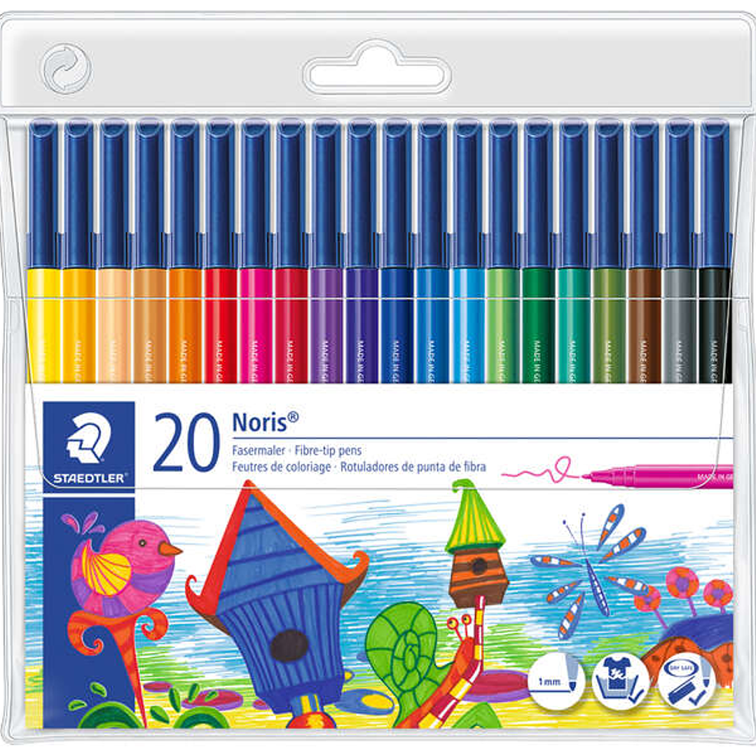 Staedtler Noris 326 Rotulador de Punta de Fina - Resistente a la Presion - Tinta Base de Agua - Colores Surtidos 1