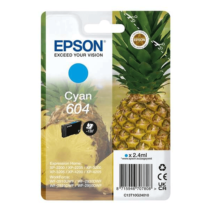 Epson 604 Cyan Cartucho de Tinta Original - C13T10G24010 1
