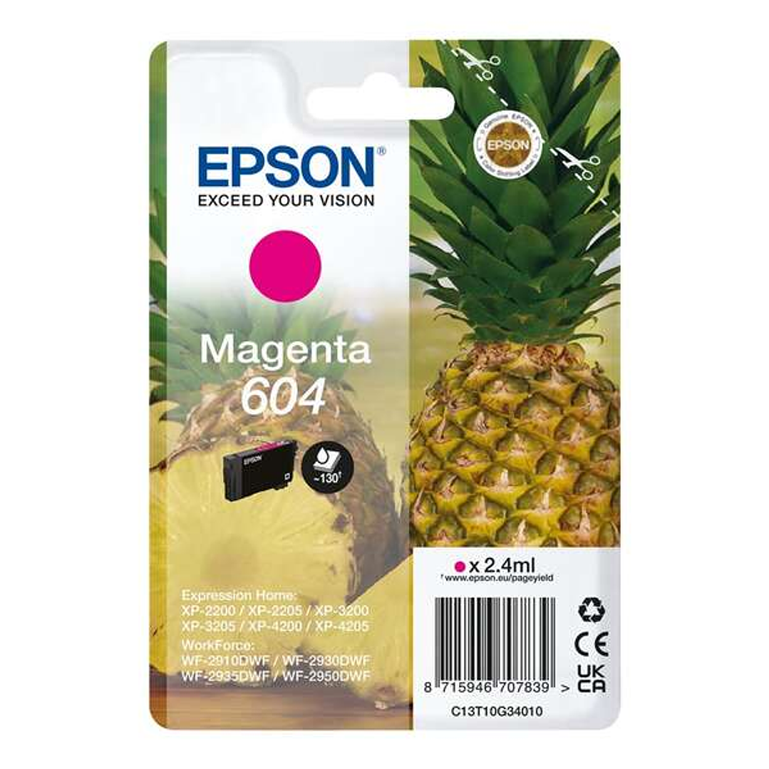 Epson 604 Magenta Cartucho de Tinta Original - C13T10G34010 1