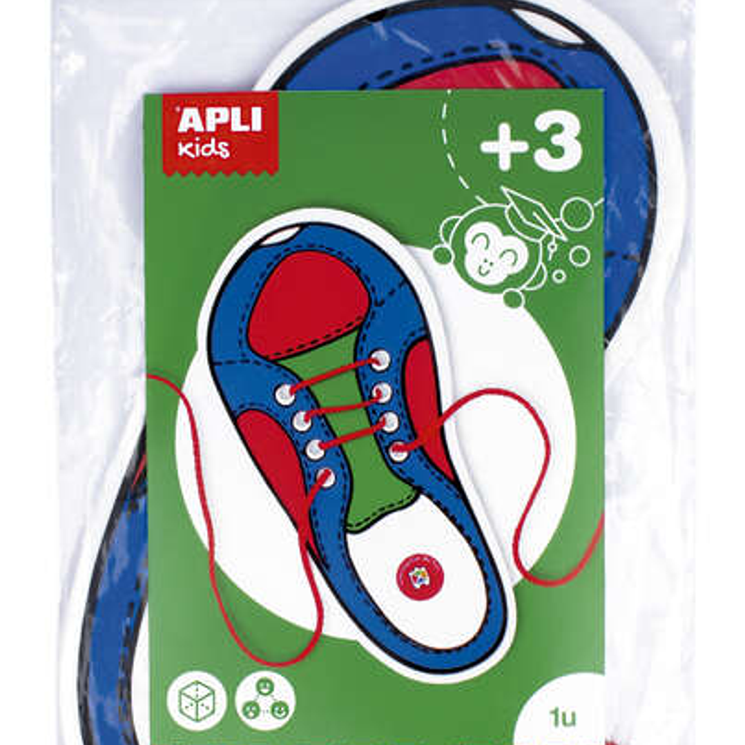 Apli Juego de Aprendizaje para Atar Zapatos - Plantilla de Plastico en Forma de Zapato de 100x210mm - Desarrolla Psicomotricidad Fina y Coordinacion M 1