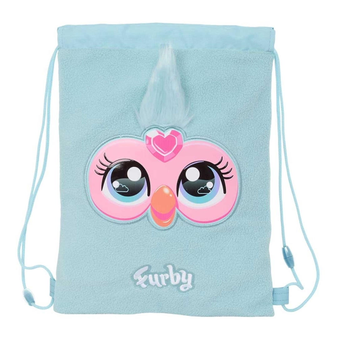 Safta Furby Saco Plano - Bolsillo Interior con Cremallera - Cierre con Cordones - 3L - 260x10x340mm - Color Azul Claro 1