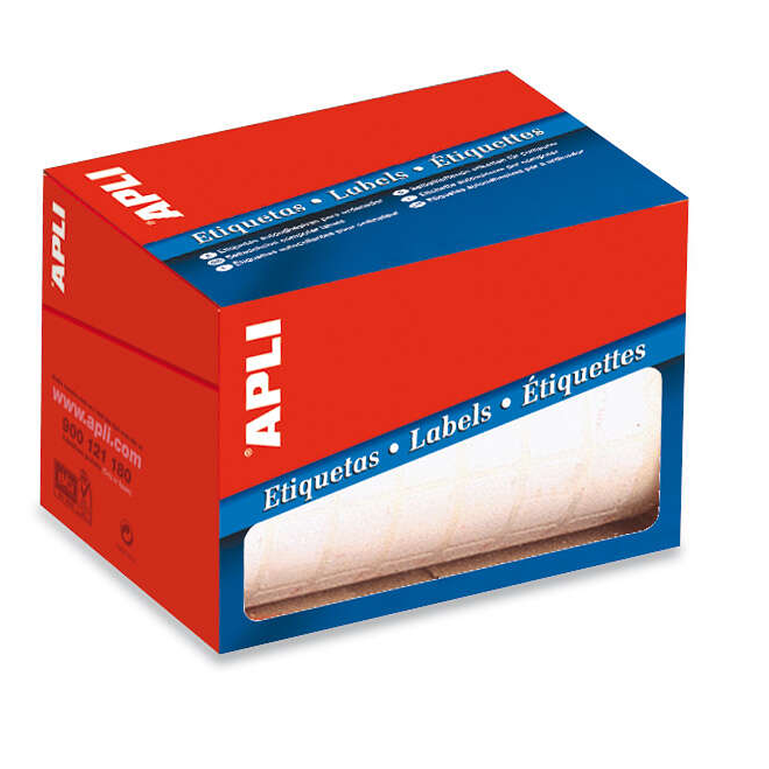 Apli Rollo de 400 Etiquetas 38x102mm - Adhesivo Permanente - Cantos Romos - Color Blanco 1