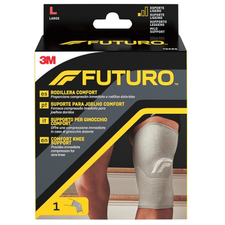 Futuro Comfort Rodillera - Talla L (43.2 - 49.5cm) - Transpirable - Elastico - Color Gris 1