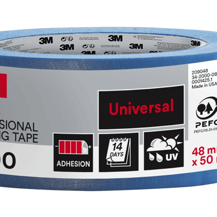 3M Cinta de Enmascarar Profesional - 48mm x 50m - 100% PEFC - Multisuperficie - Color Azul 1