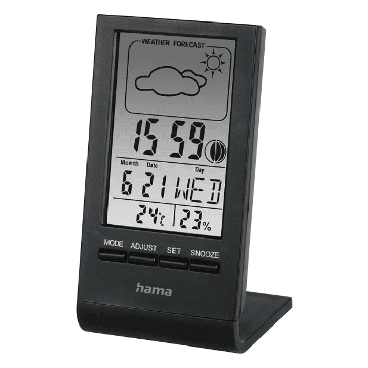 Hama Medidor de Temperatura y Humedad para Interior - Pantalla Digital - Reloj - Prevision Meteorologica - Visualizacion de Fases Lunares - 5.7x5x10.8 1