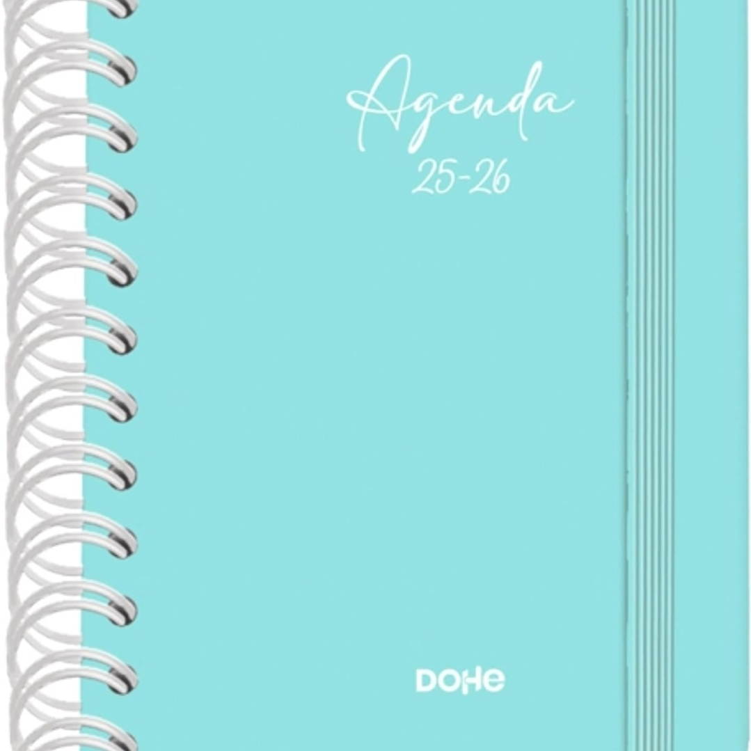 Dohe Serenity Agenda Escolar 25/26 Espiral Wireo A6 - Dia Pagina - Papel 80g/m2 - 4 Hojas de Pegatinas - Cubierta de Carton Plastificado - Cierre con 1