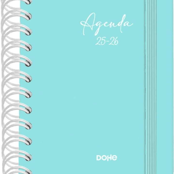 Dohe Serenity Agenda Escolar 25/26 Espiral Wireo A6 - Dia Pagina - Papel 80g/m2 - 4 Hojas de Pegatinas - Cubierta de Carton Plastificado - Cierre con 1