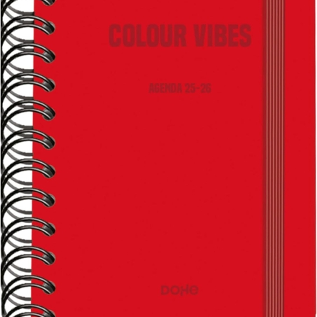 Dohe Colour Vibes Agenda Escolar 25/26 Espiral Wireo A6 - Dia Pagina - Papel 80g/m2 - 4 Hojas de Pegatinas - Cubierta de Carton Plastificado - Cierre 1