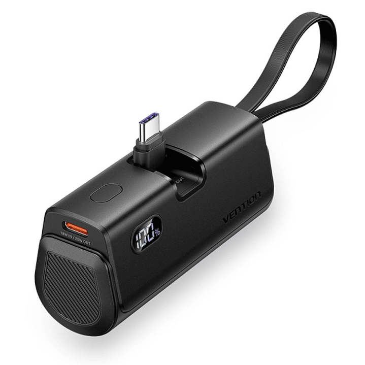 Vention PowerBank 4800mAh - USB-C - Carga Rapida 22.5W - Conector Plegable - Color Negro 1