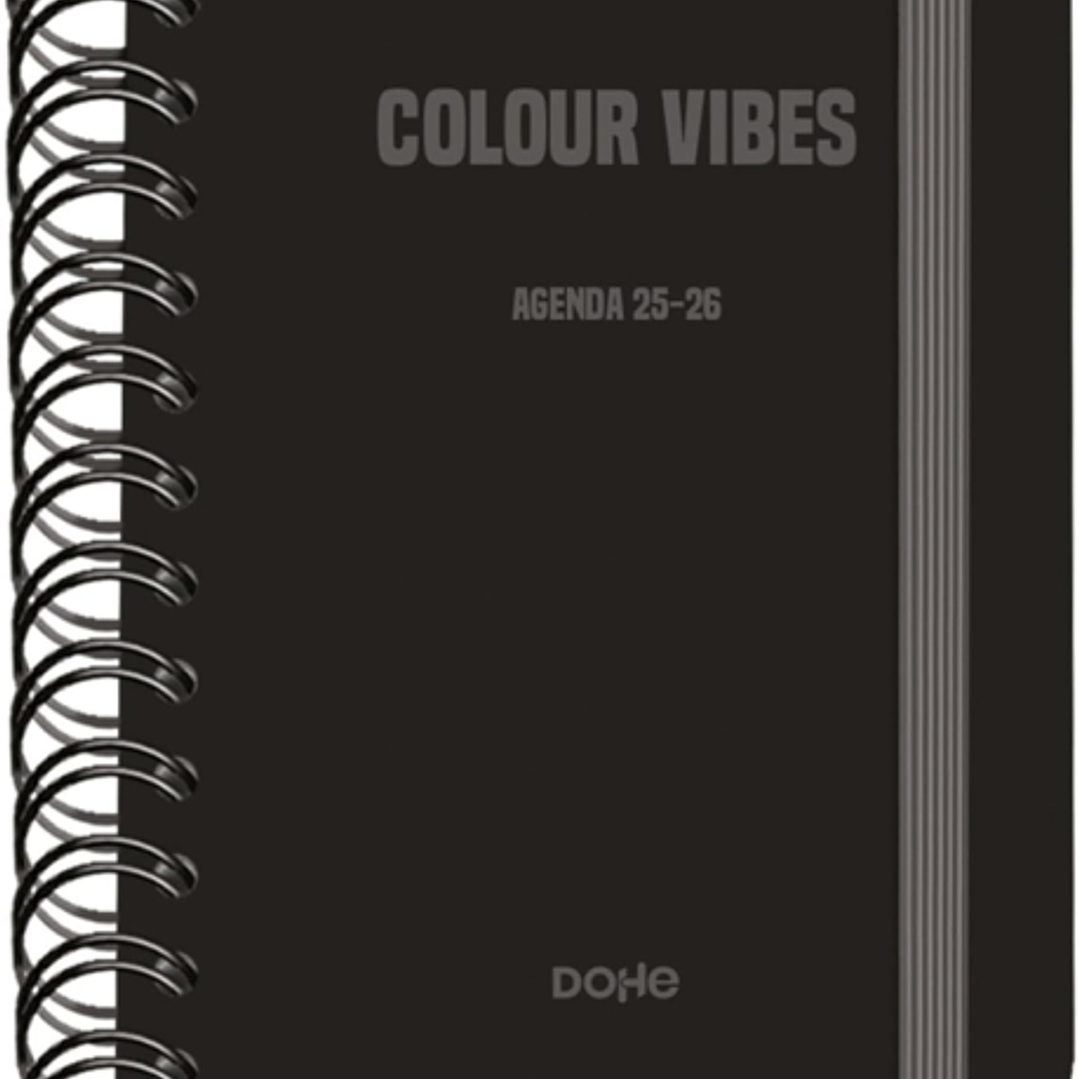 Dohe Colour Vibes Agenda Escolar 25/26 Espiral Wireo A6 - Dia Pagina - Papel 80g/m2 - 4 Hojas de Pegatinas - Cubierta de Carton Plastificado - Cierre 1