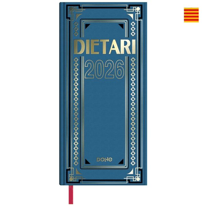 Dohe Dietario Anual Dos Tercios en Catalan - Dia Pagina - Fabricado en Geltex con Carton Contracolado - Tamaño 14.5x31cm - Colores Surtidos Aleatorios 1