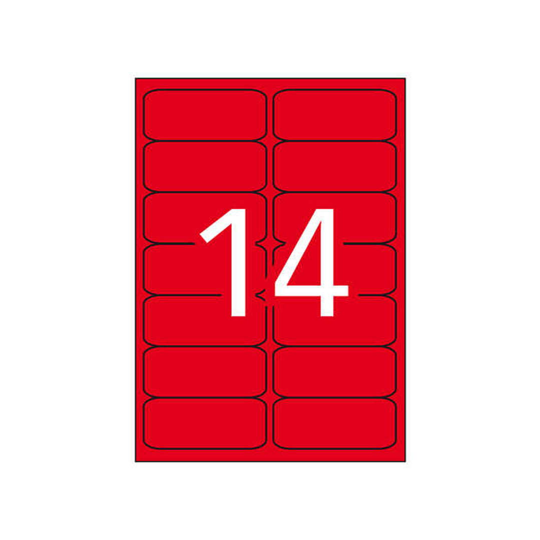 Apli Etiquetas Rojo Fluorescente Permanentes 99.1 x 38.1mm 20 Hojas 1