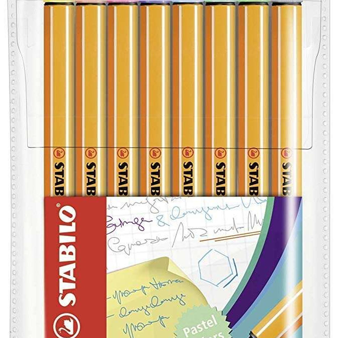 Stabilo Point 88 Pack de 8 Rotuladores de Punta Fina de Fibra - Trazo de 0.4 mm - Tinta con Base de Agua - Colores Surtidos Pastel 1