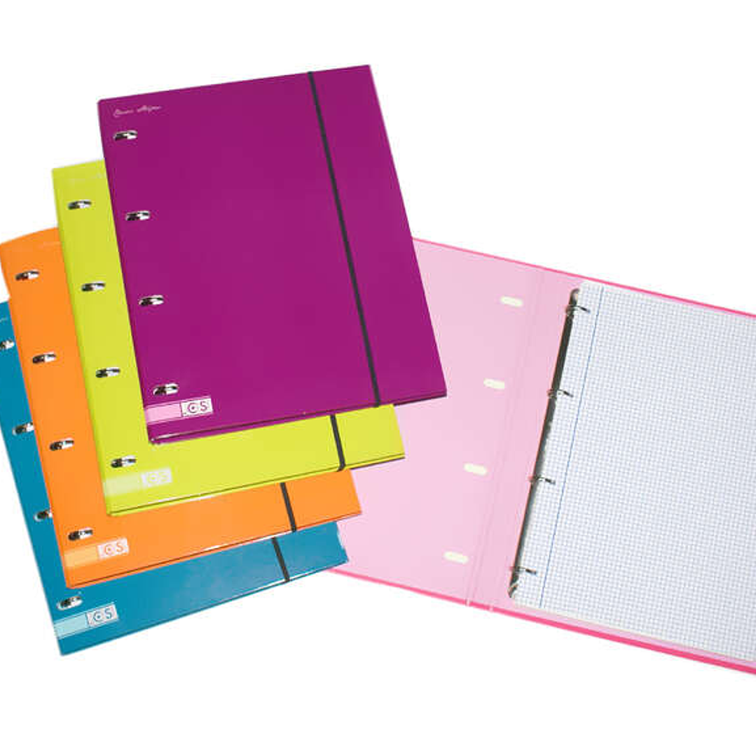 Ancor Carpetblok Carpeta de 4 Anillas A4 con Recambio Cuadriculado 4x4mm - Cierre con Goma - Colores Surtidos 1