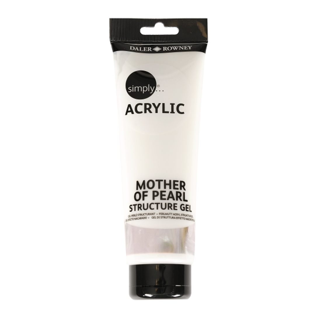 Daler Rowney Simply Mother Of Pearl Gel Acrilico - Efecto Nacarado -Tubo de Plastico - 250ml - Color Blanco 1