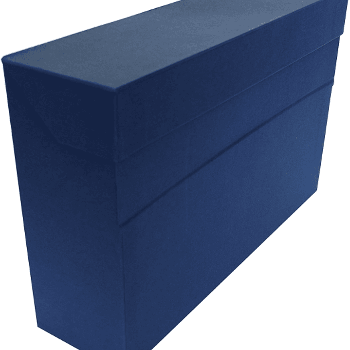Elba Caja de Transferencia - Carton Forrado con Tela Geltex - Tapa con Cierre de Presion - Solapa Abatible - Medidas 39.6x25.4cm - Color Azul 1