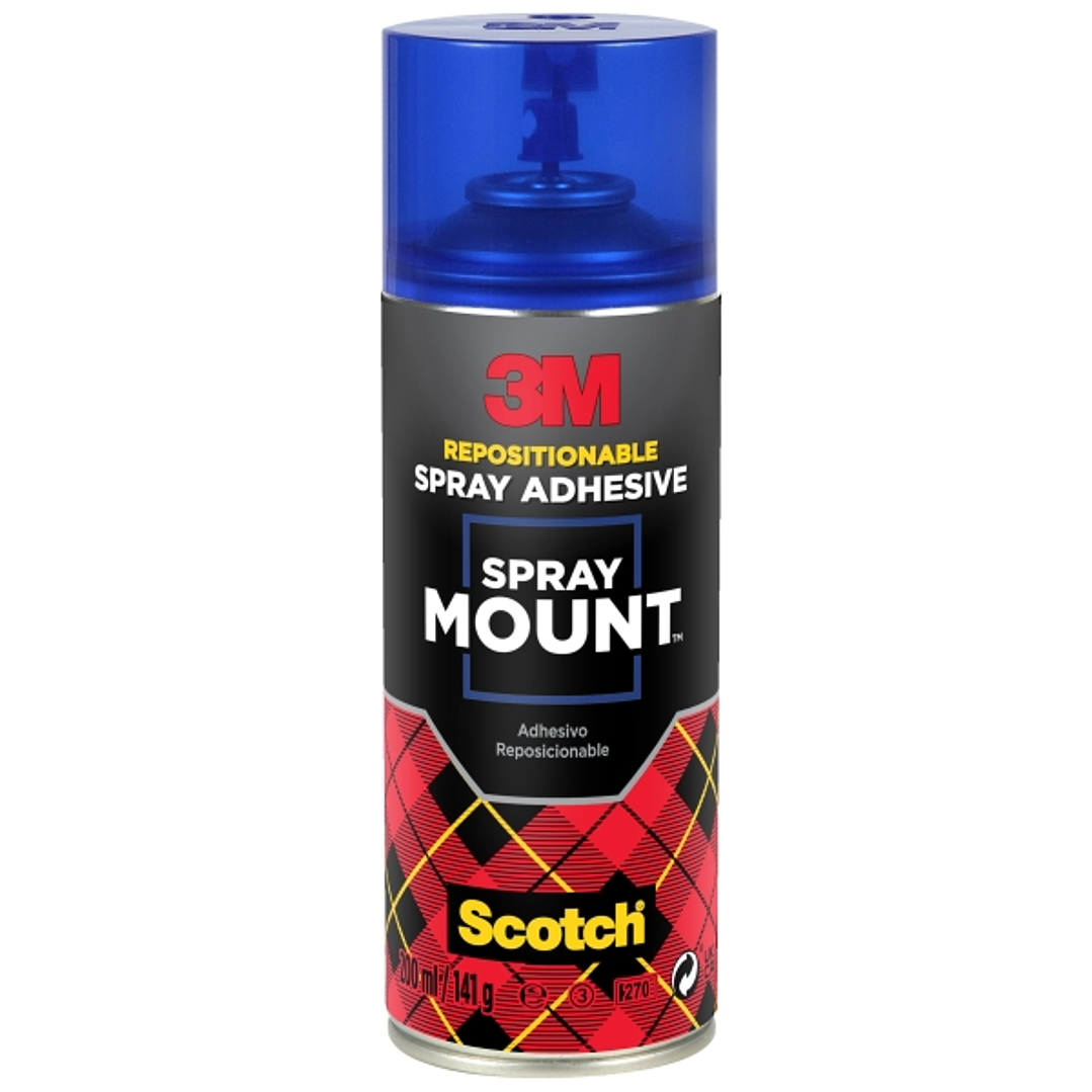 3M Spraymount Adhesivo en Spray 200ml - Permanente al Secado - Permite Reposicionar hasta Secado - Color Transparente 1