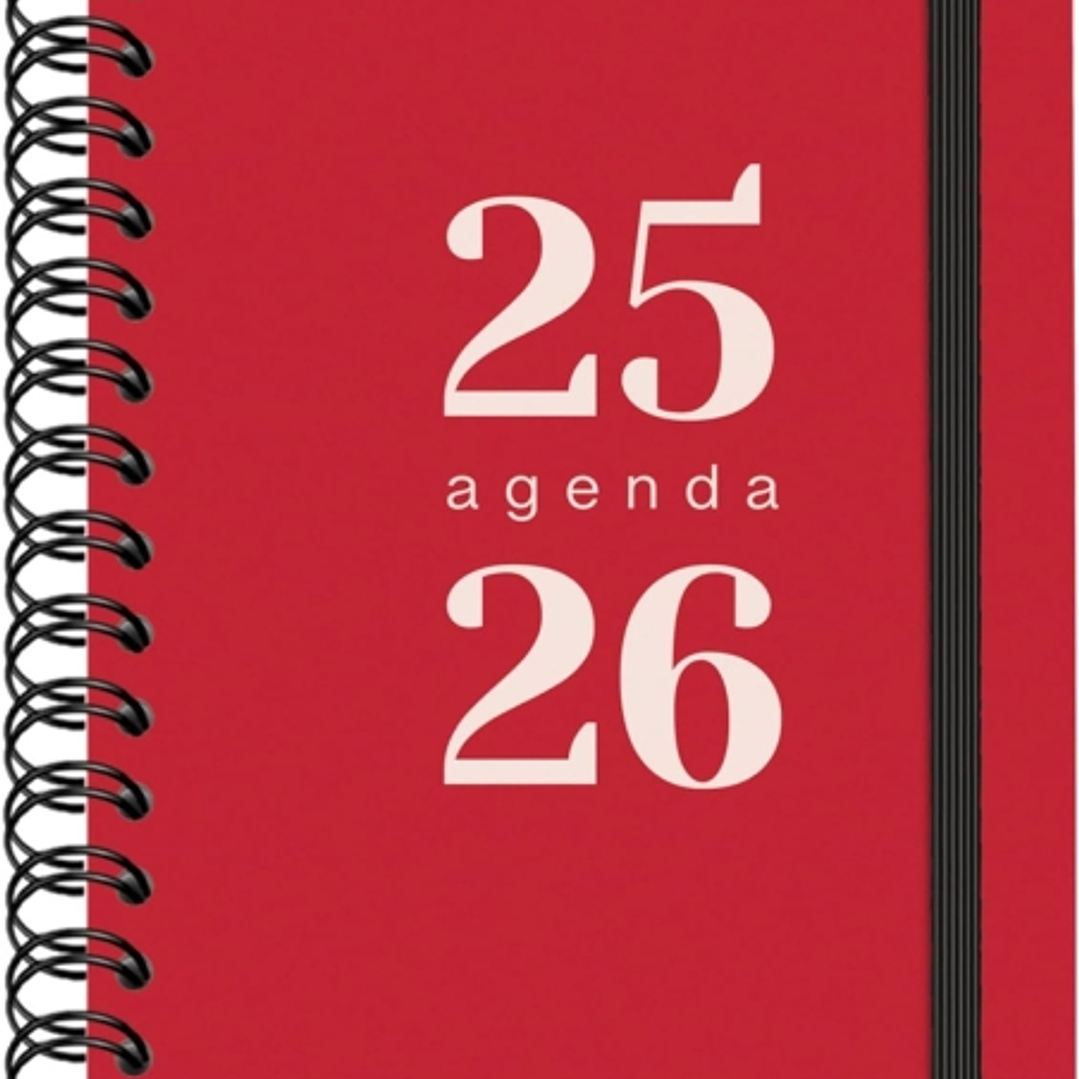 Dohe Grammar Agenda Escolar 25/26 Espiral A5 - Semana Vista - Papel 80g/m2 - Cubierta de Polipropileno - Cierre de Goma Elastica - Color Rojo 1